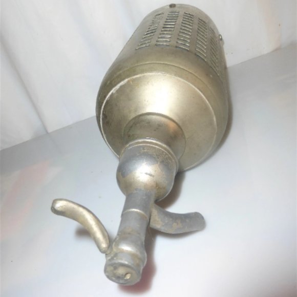 English Mesh Wrapped SYPHON Spritz Bottle Carbon Water Bottle Vintage Bottle Bar - Picture 2 of 7